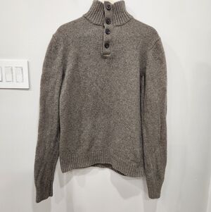 Vintage GAP Lambswool Blend Henley Sweater Mens M Brown Jumper Pullover Preppy